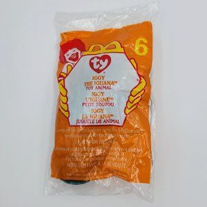 Iggy The Iguana #6 McDonald’s Toy Retired 1999 New Sealed TY Teenie Beanie Babie